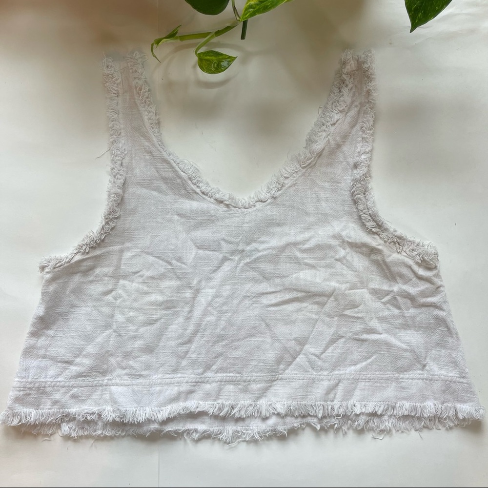 Urban Outfitters Rori Frayed Hem Top in White